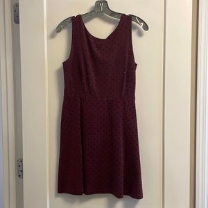 LOFT Maroon polka dot dress